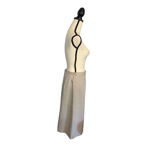 Vintage CHRISTY GIRL Pencil Skirt Tan Linen Look Lined Size 14 Elasticated Waist - Picture 5 of 6